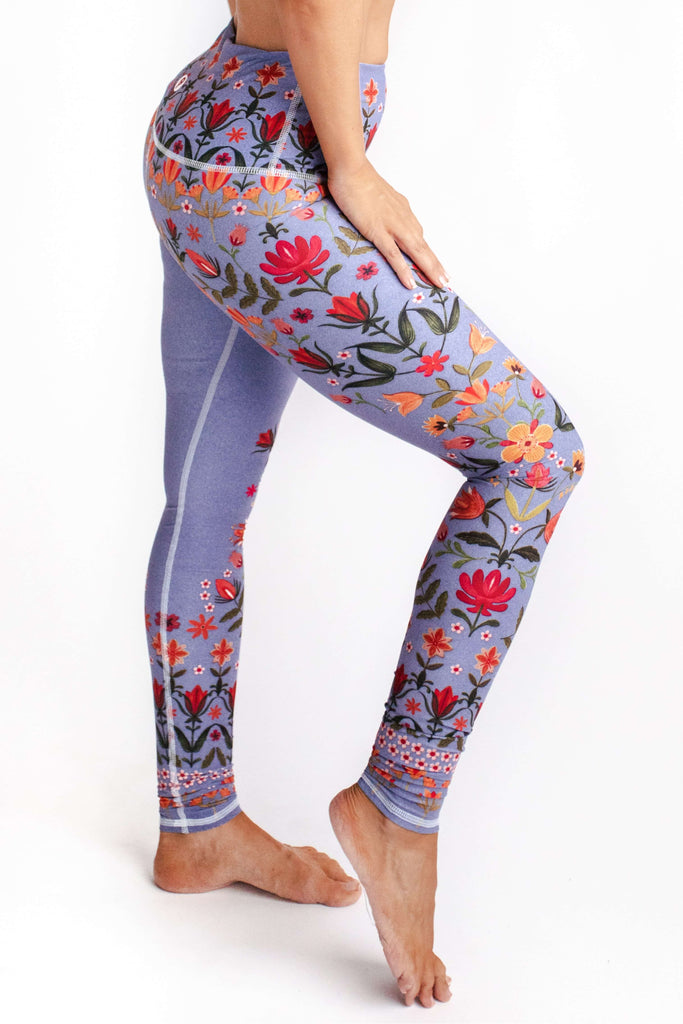 Lavender Love Printed Yoga Leggings close