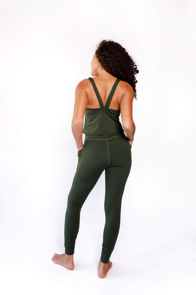 Non Stop Legging in Forest Green back