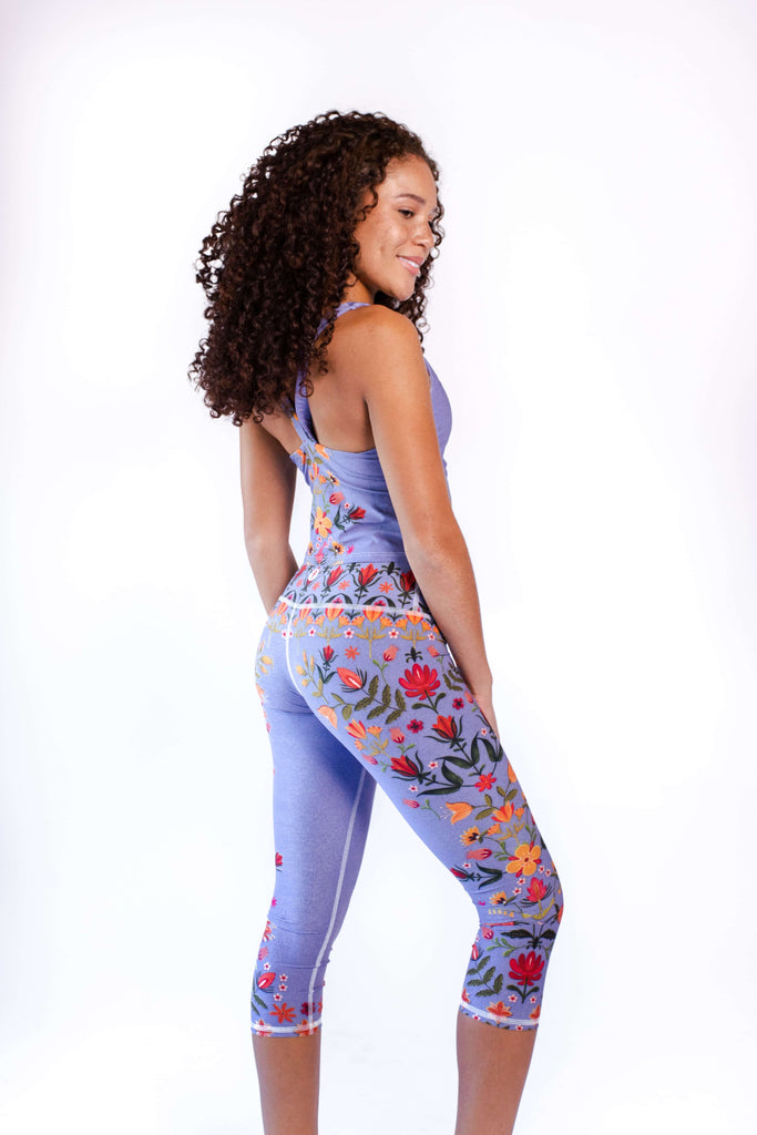 Lavender Love Printed Yoga Crops close