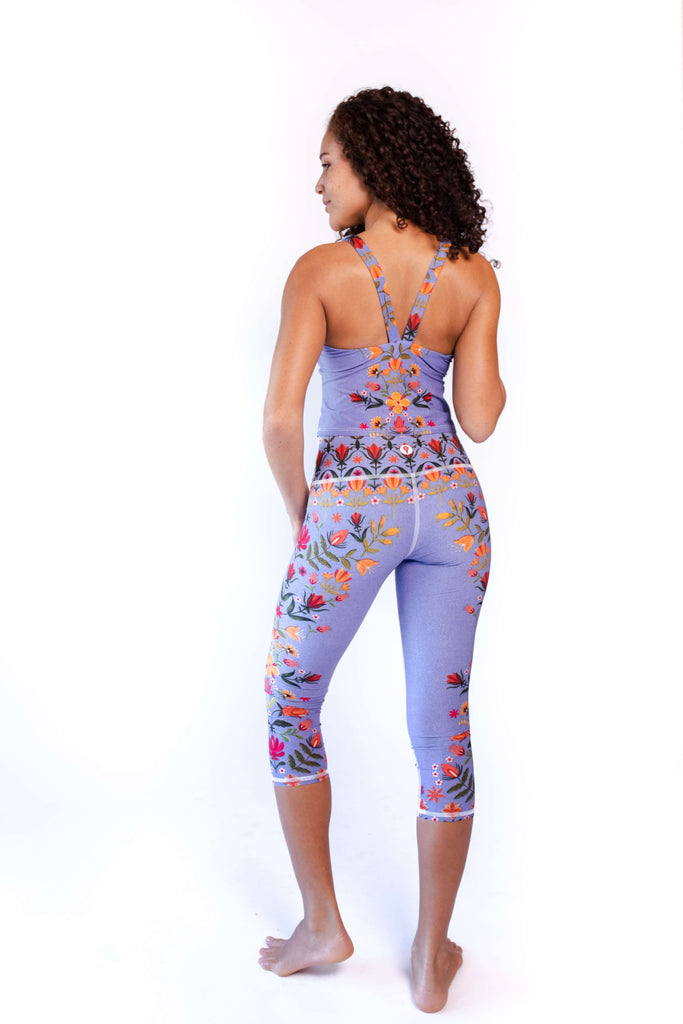 Lavender Love Printed Yoga Crops back