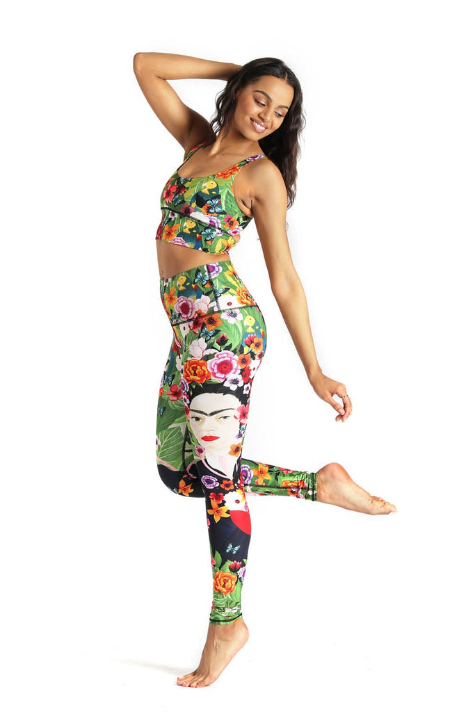 Kahlo Printed Yoga Leggings Full View