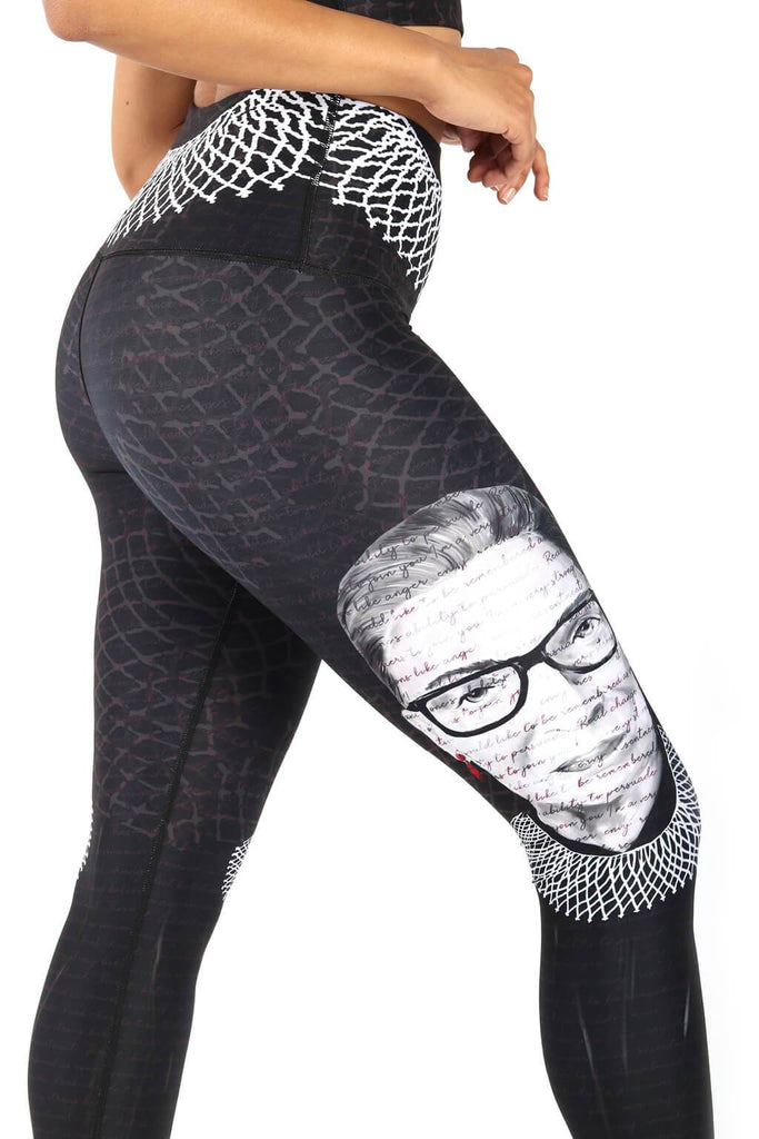 Notorious RBG Printed Yoga Leggings Close Up