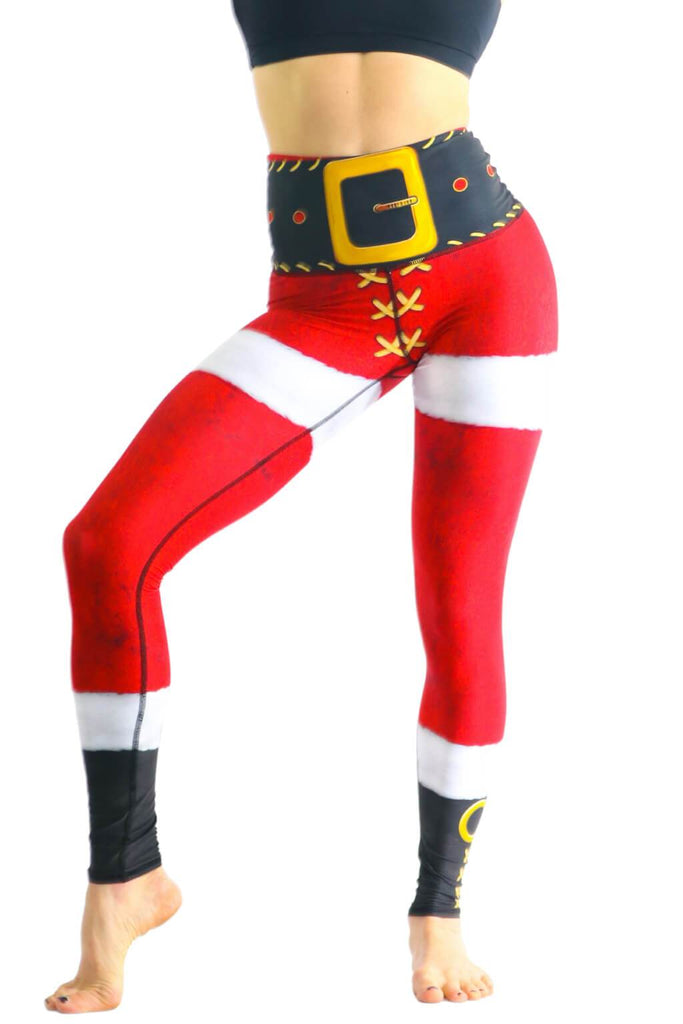 Yoga Democracy Squat Proof leggings in SantaCon Eco-friendly print