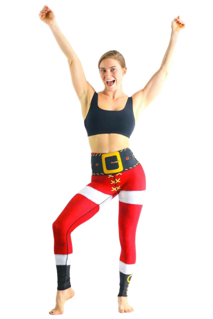 Yoga Democracy Squat Proof leggings in SantaCon Eco-friendly print