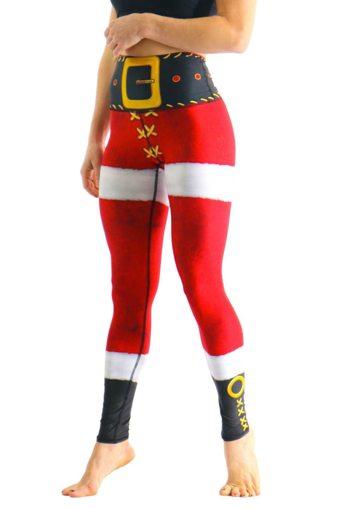 Yoga Democracy Squat Proof leggings in SantaCon Eco-friendly print