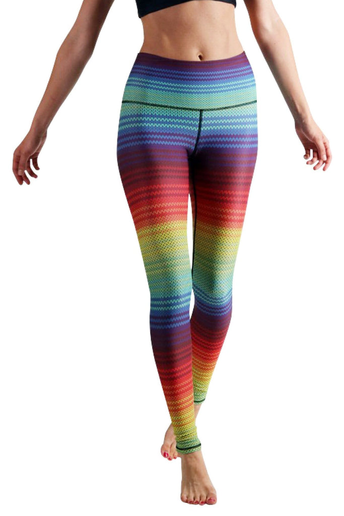 Yoga Democracy Leggings Rainbow Stripe Printed Yoga Leggings