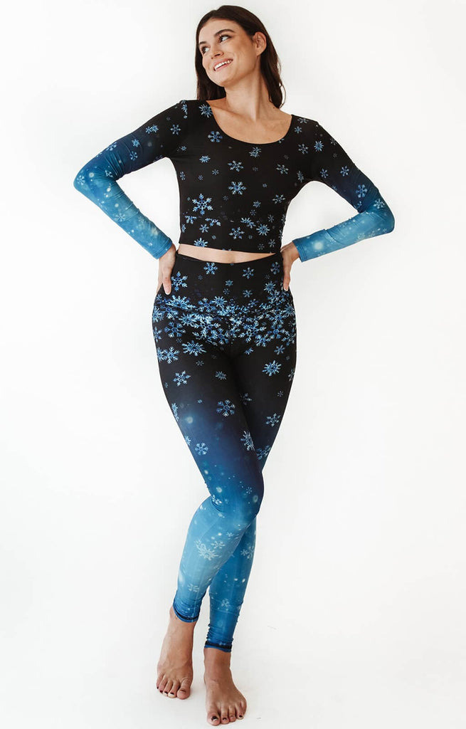 Snowy Night Printed Yoga Leggings Full