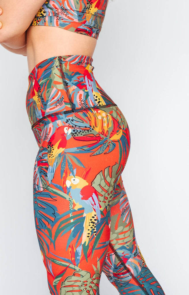 Tropical Paradise Printed Yoga Leggings close