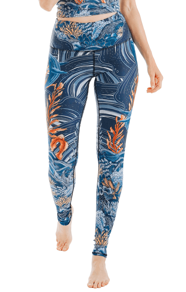 Whale Hello Printed Yoga Leggings Front