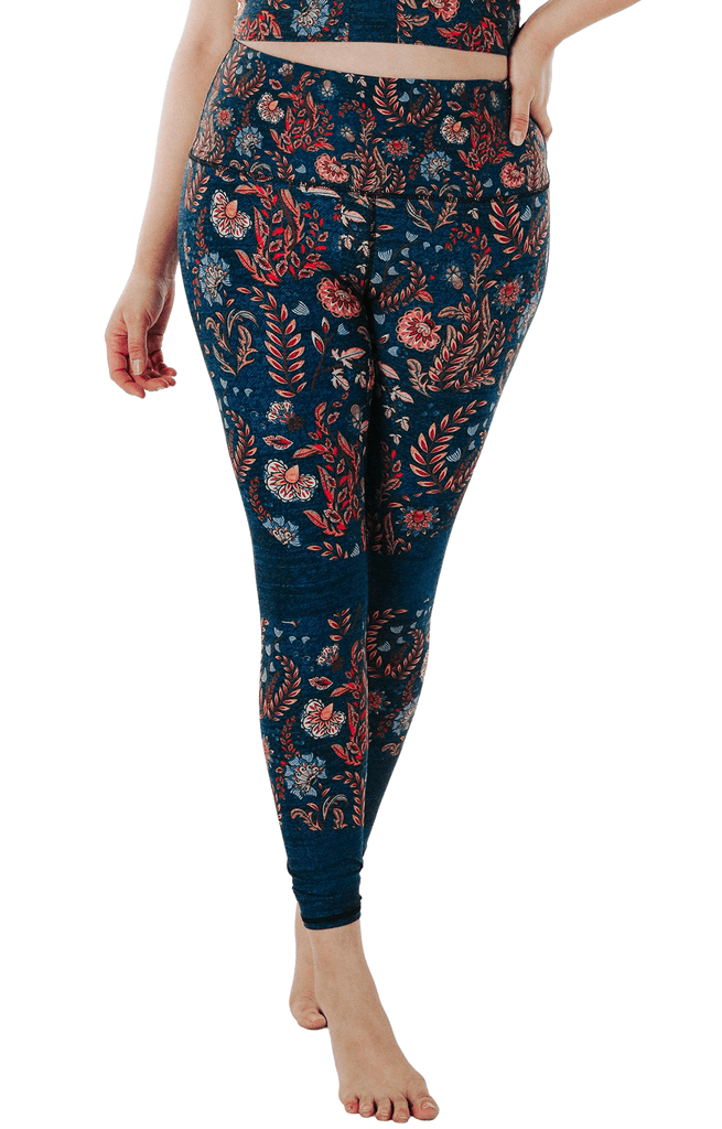 Festival Denim Printed Yoga Leggings Plus SIze Front