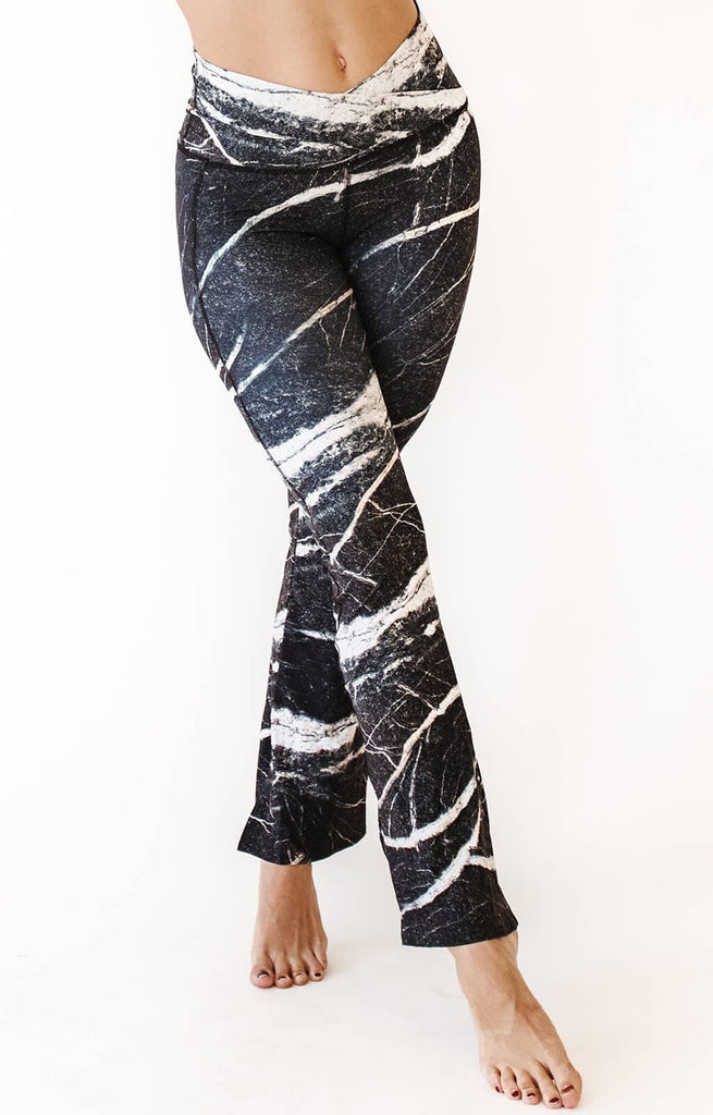 Split Flare Pant In River Rock Front crossed