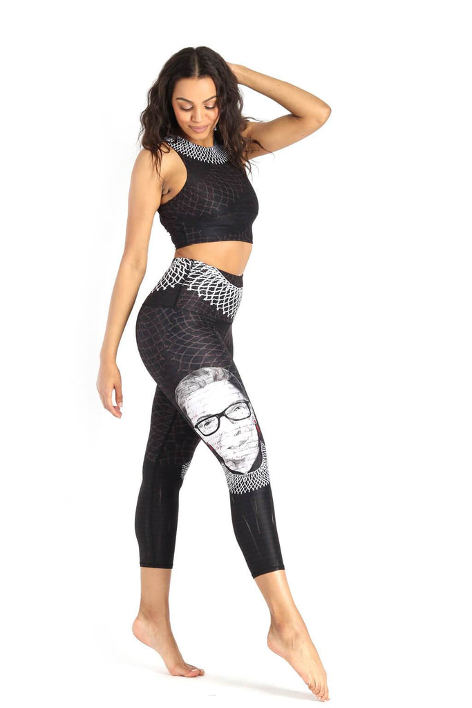 Notorious RBG Printed Yoga Crops Full View