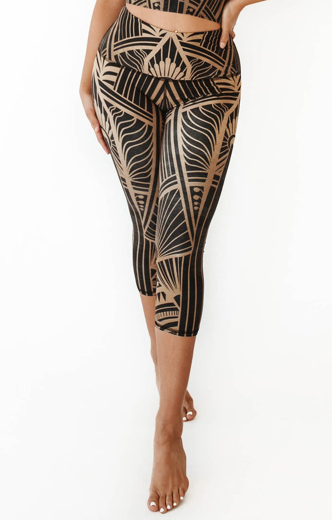 Elegant Empire Printed Yoga Crops front