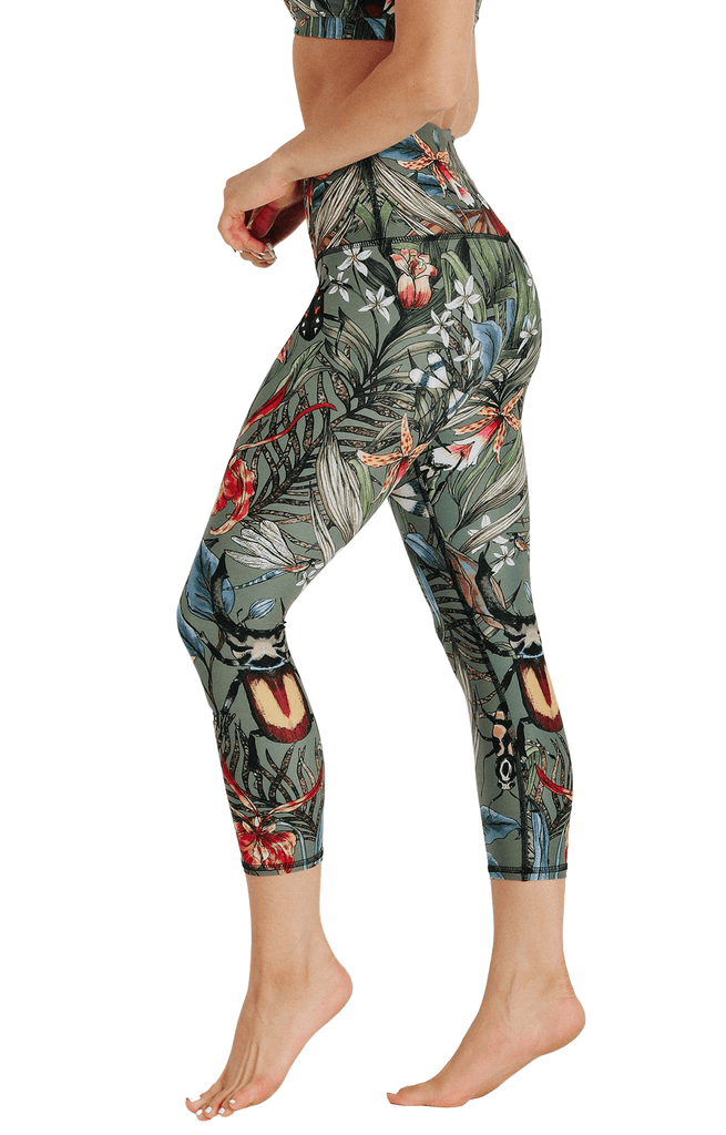 Green Thumb Printed Yoga Crops Left Side