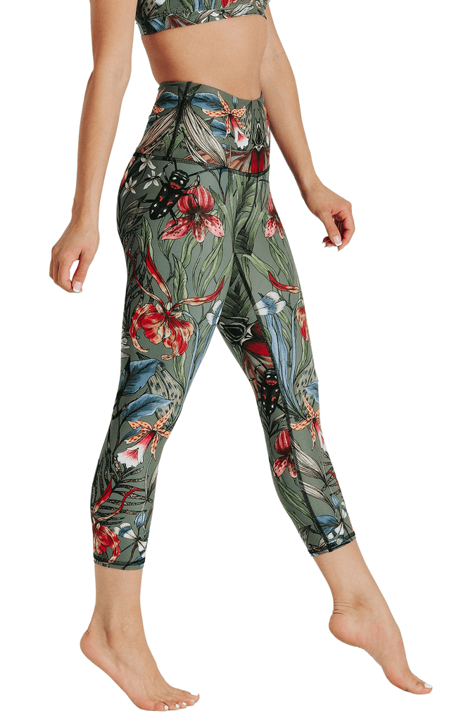 Green Thumb Printed Yoga Crops Right Side