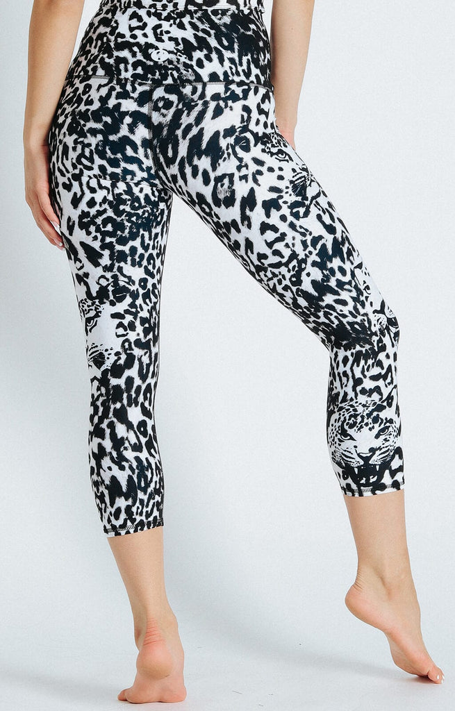 Ghost Leopard Printed Yoga Crops Back