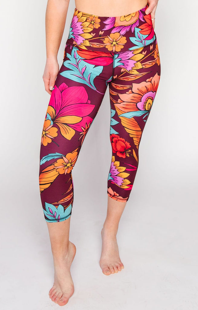 Indie Flow Printed Yoga Crops front