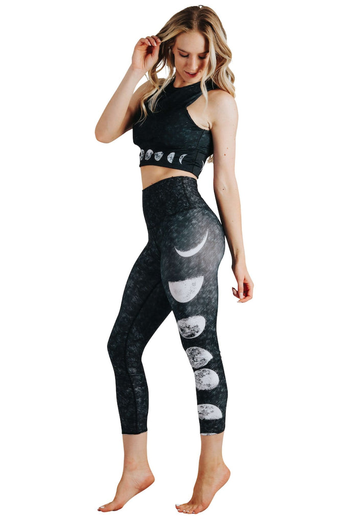 Yoga Democracy Leggings Just a Dark Moon Phase Printed Yoga Crop