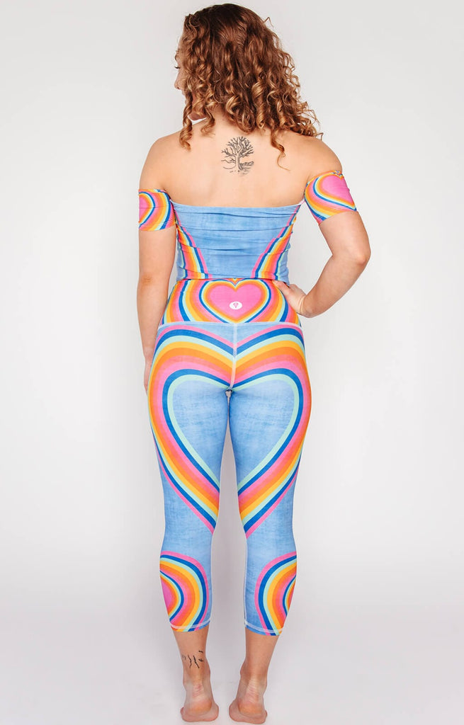 Rainbow Love Printed Yoga Crops full