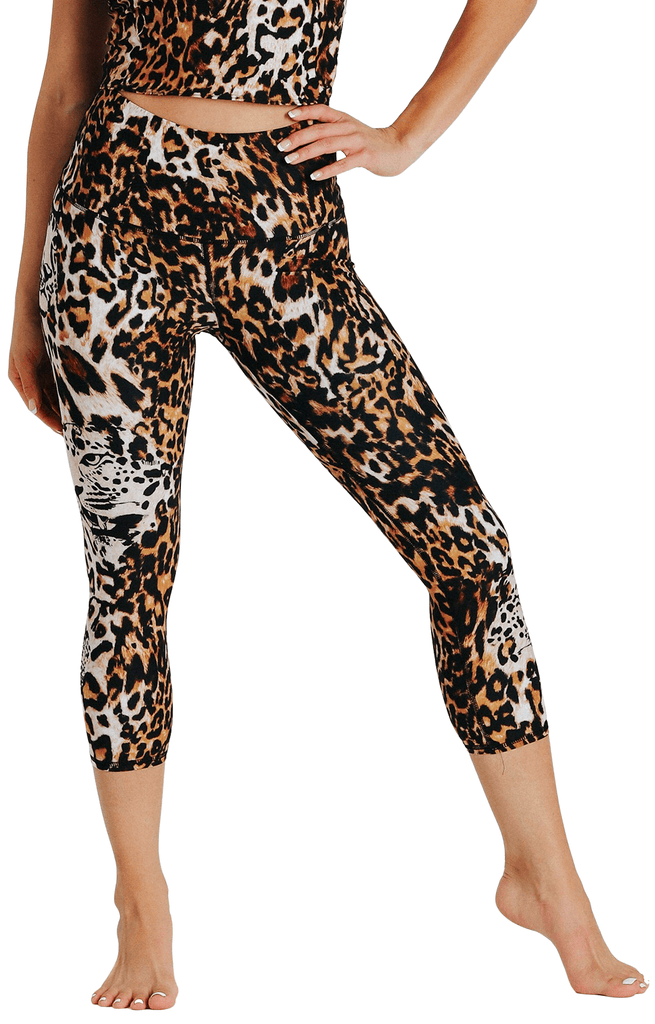 Wildcat Printed Yoga Crops Front