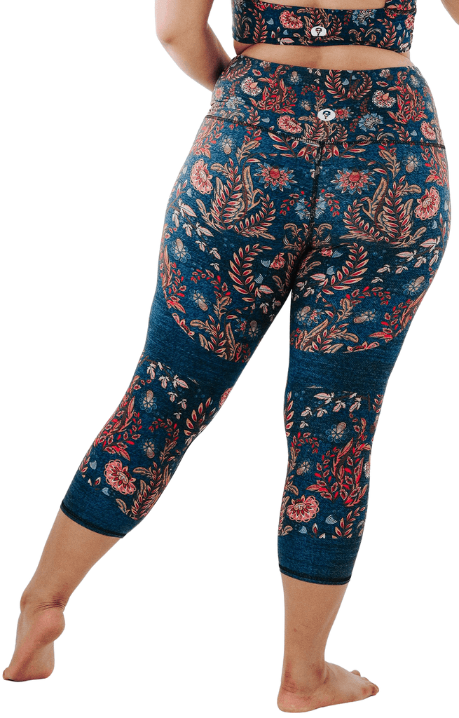 Festival Denim Printed Yoga Crops Plus Back