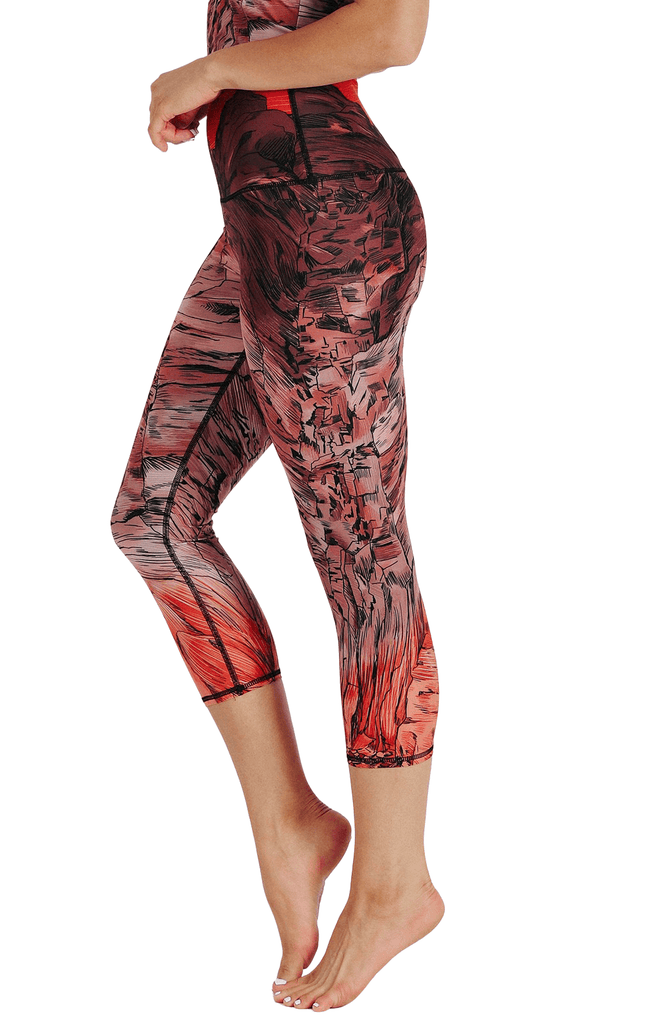 Red Rocks Printed Yoga Crops Left Side