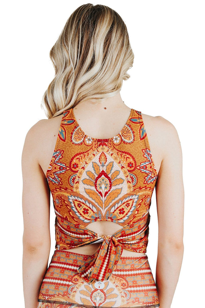 Yoga Democracy Tops Reversible Knot Top in Rad Paisley